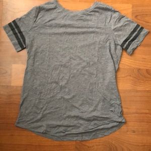 Pink football striped sleeve shirt